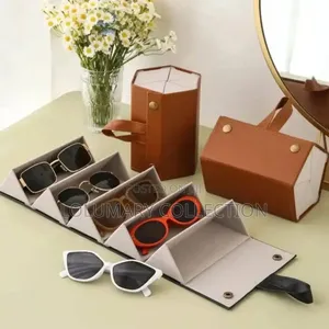 5 Slot Eyeglasses Case Box Sunglasses Organizer Holder Bag Pouch