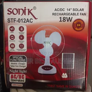 Sonik 14inches Solar 3in1 Table Rechargeable Fan