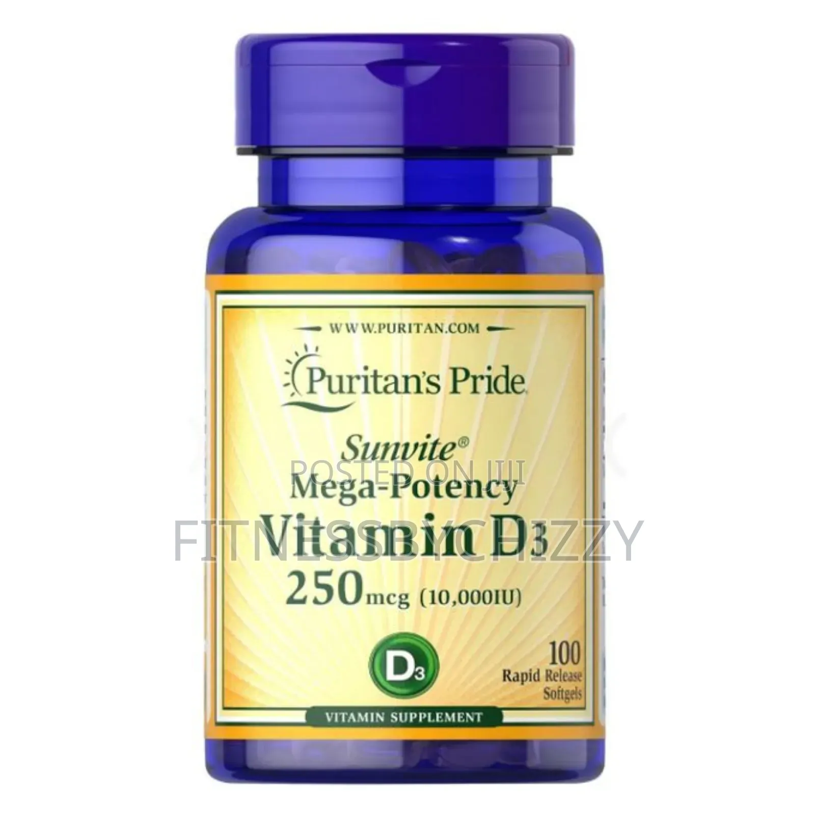Vitamin D3 Mega Potency 250mcg 10,000iu X 100 Softgel