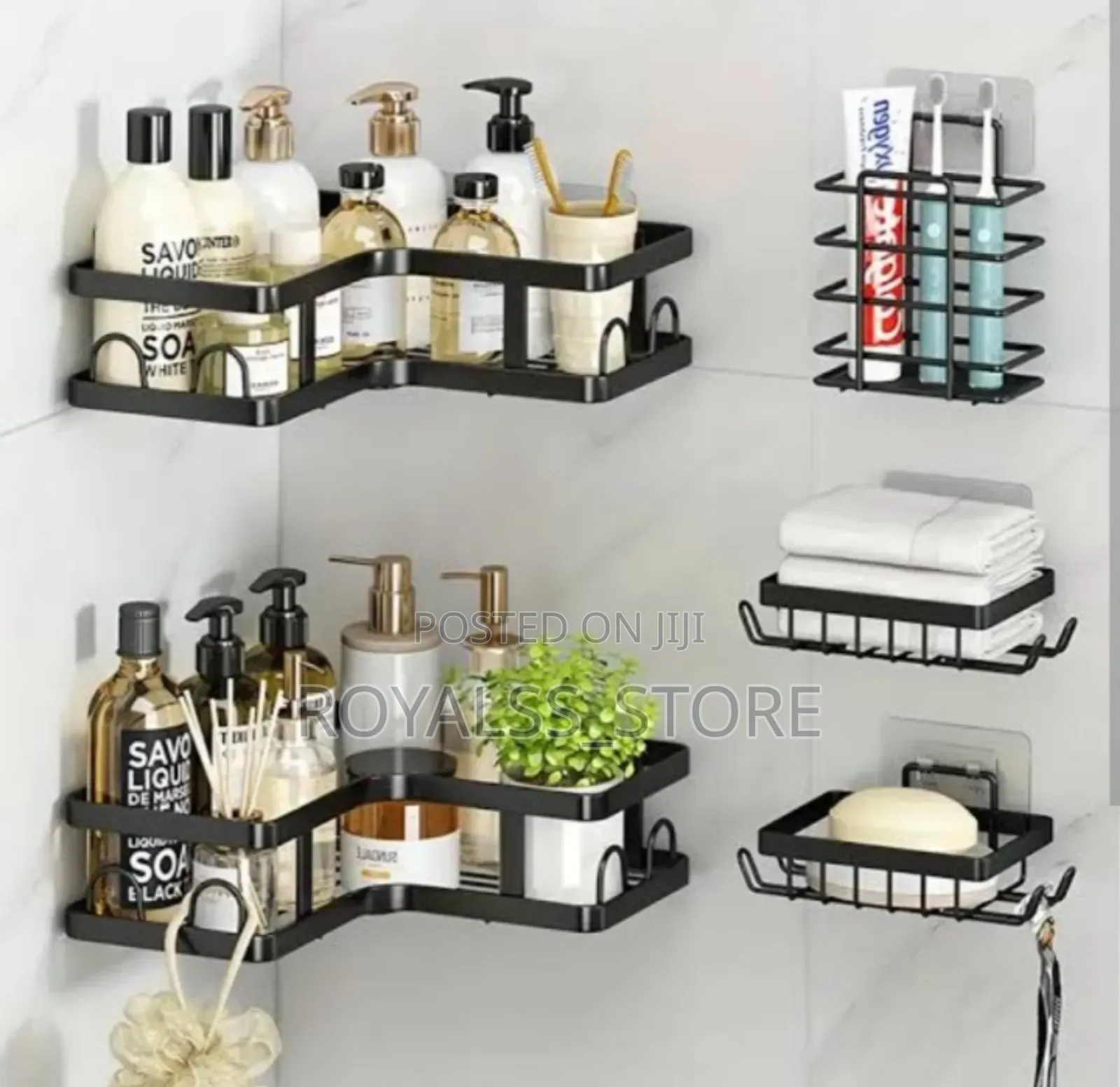 5pcs Wall Mounted Bathroom Rack