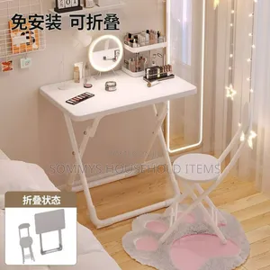 Pure White Wooden Foldable 1table 1chair With Metal Legs