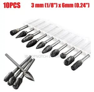 Rotary Burr 10pcs 1/8" 6mm Tungsten Carbide Cutter