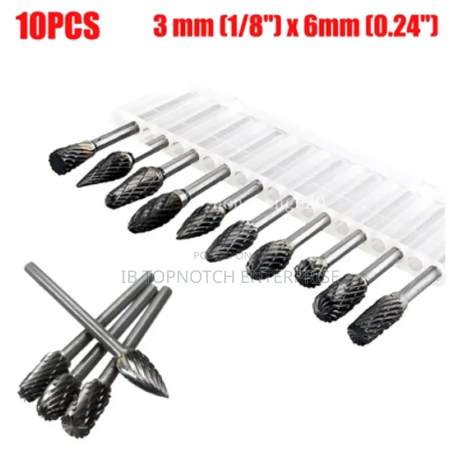 Rotary Burr 10pcs 1/8" 6mm Tungsten Carbide Cutter