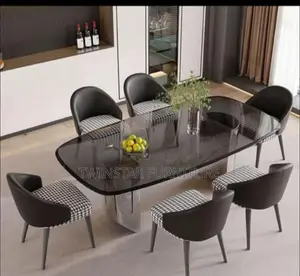 New Modern Luxury Marble/ Glass Top Dinning Table Set