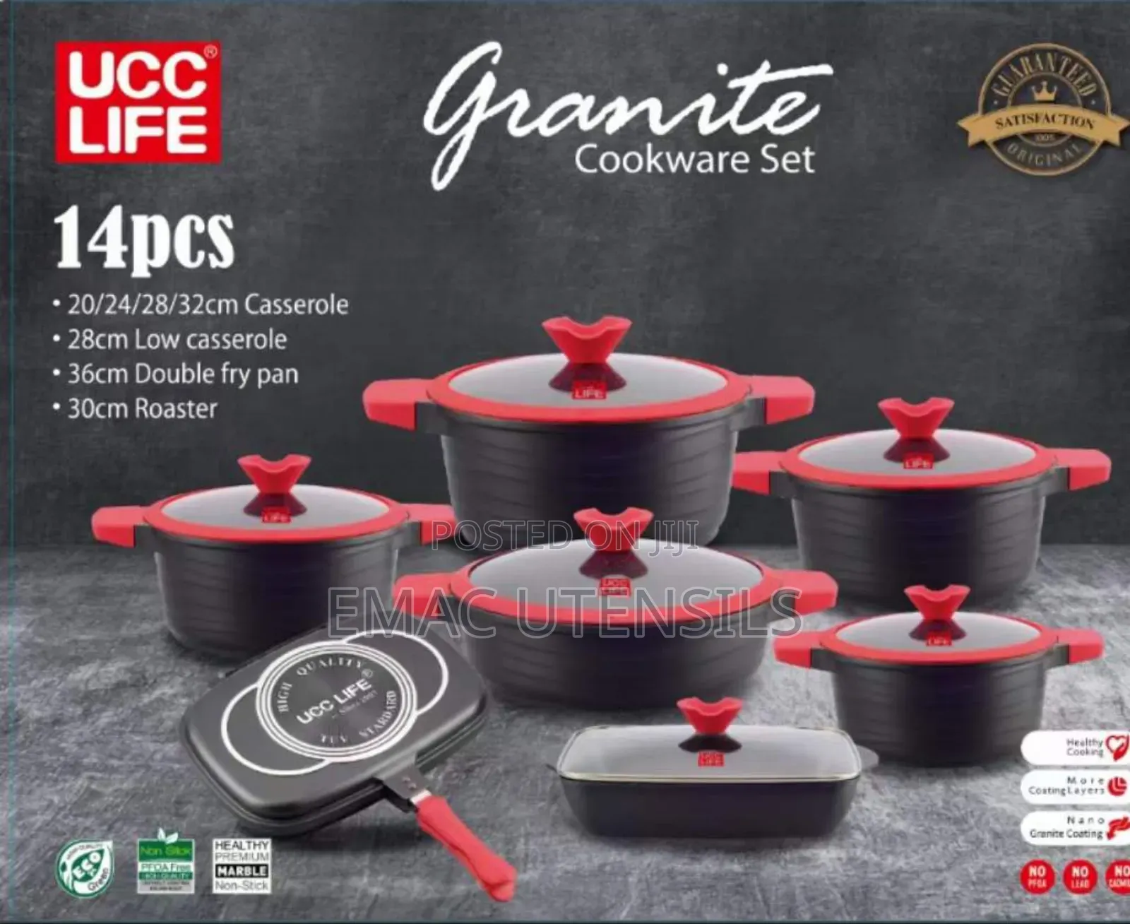 14pcs Ucc Life Granite Cookware Set