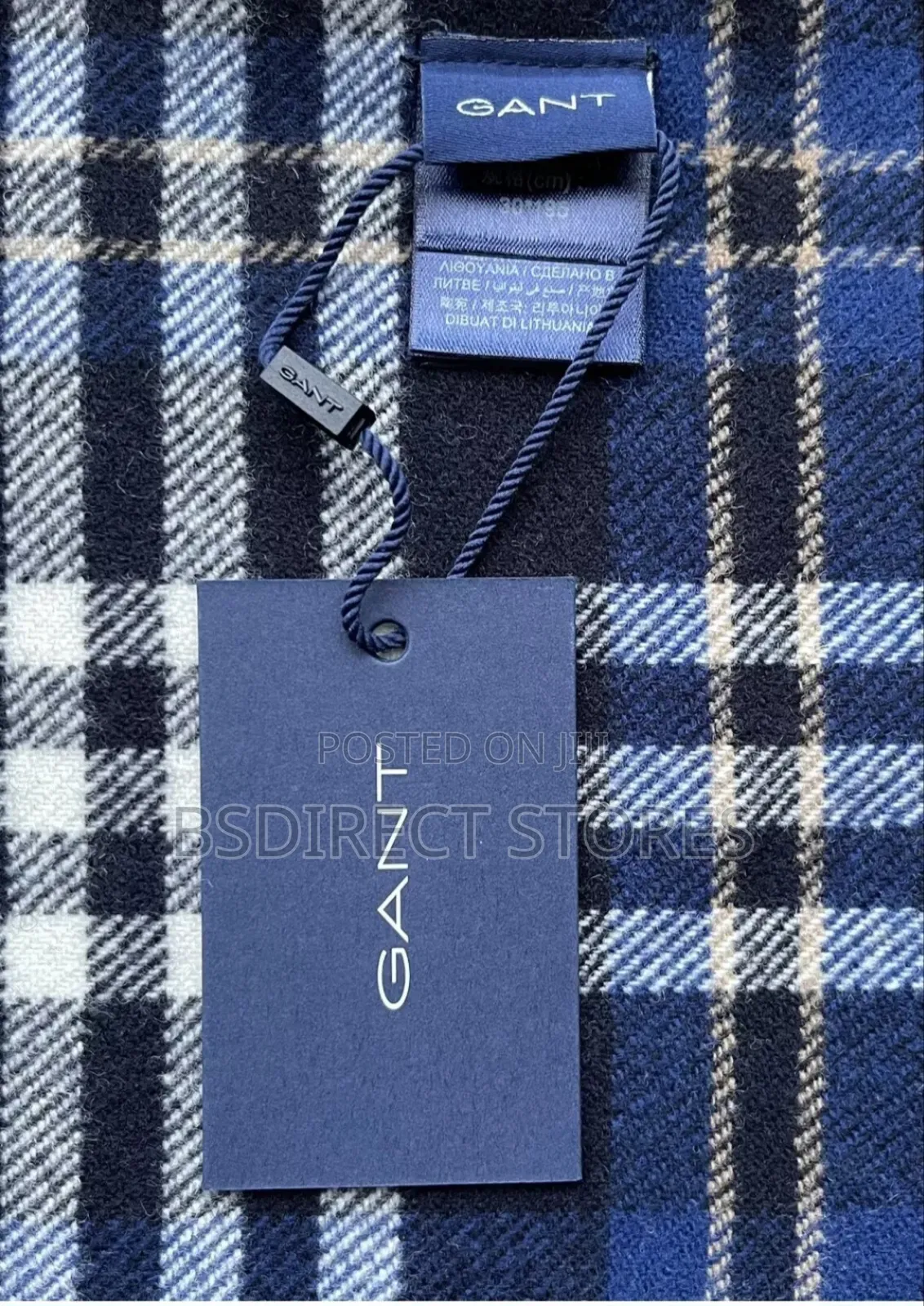 Genuine Gant Luxury Check Twill Scarf Evening Blue