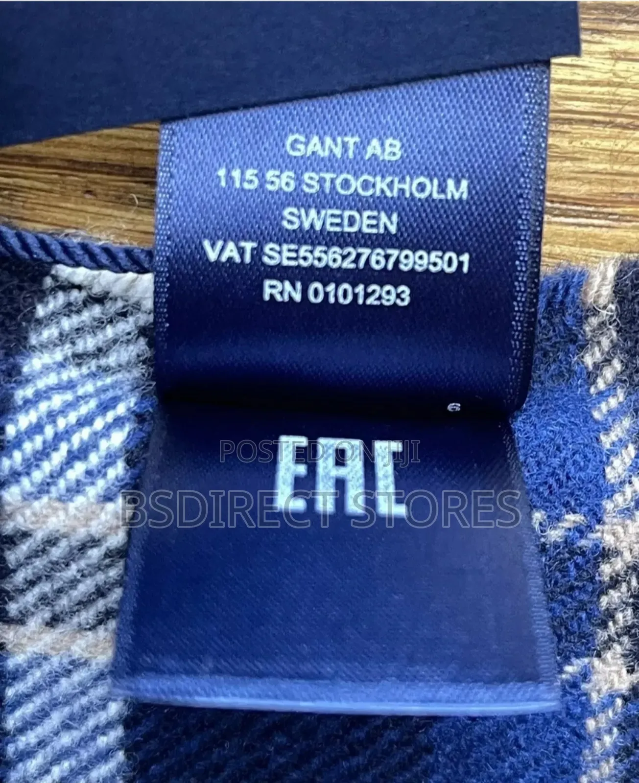 Genuine Gant Luxury Check Twill Scarf Evening Blue
