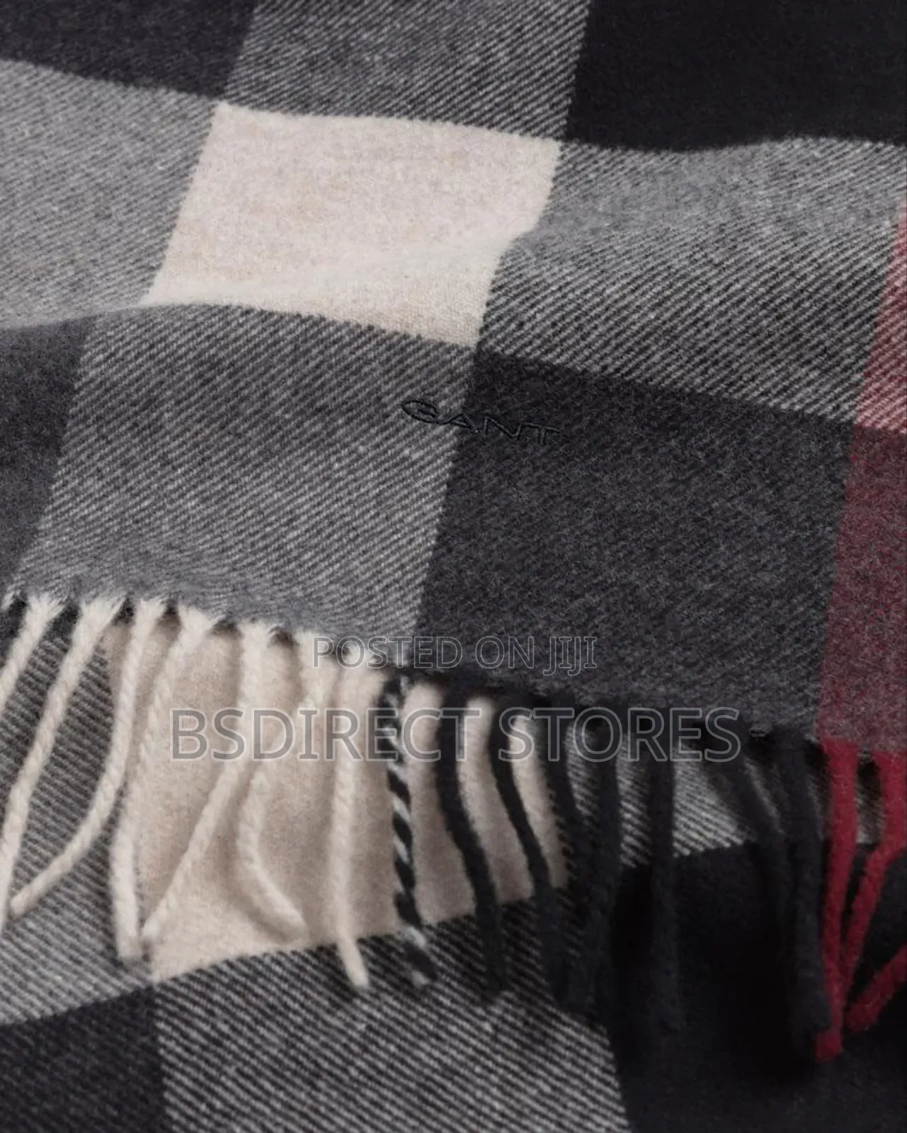 GENUINE GANT D2. Multi Check Wool Scarf Antracit Melange