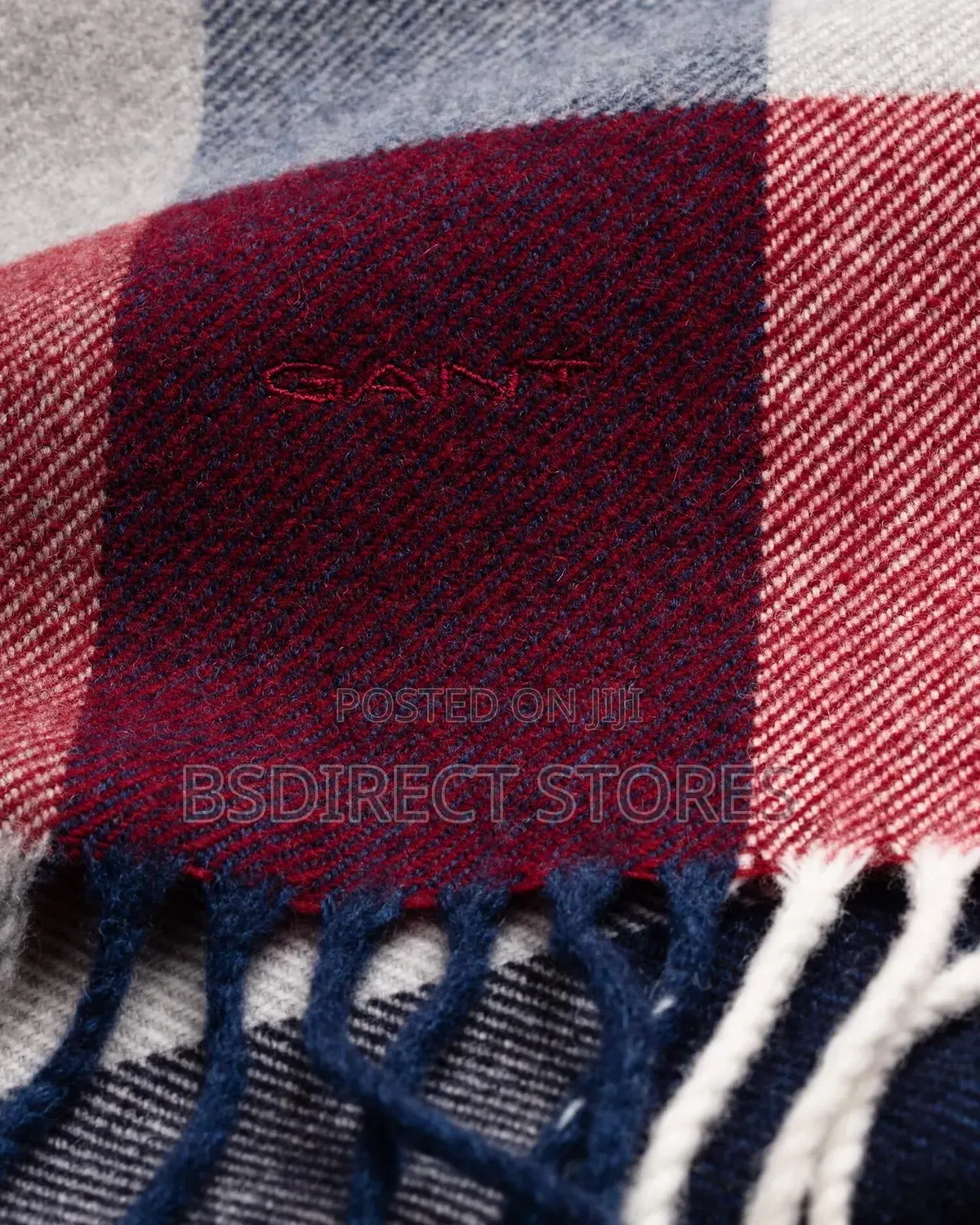 GENUINE GANT D2. Multi Check Wool Scarf Antracit Melange