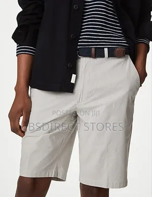 Marks And Spencer Natural 38in Striped Belted Stretch Chino