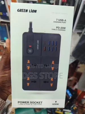 Green Lion Power Socket 7 Usb a Port 1 PD Port 3250w