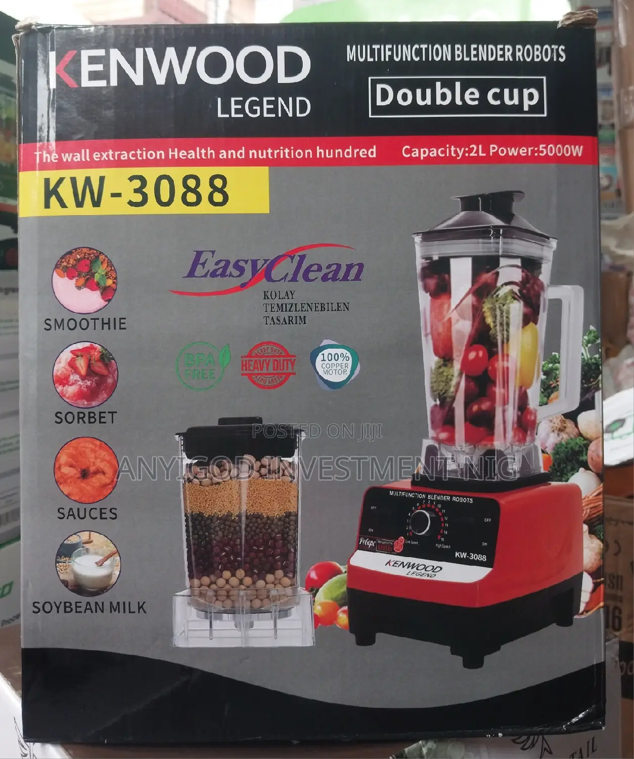 Kenwood Legend Blender 5000watts Double Cup 100% Cooper
