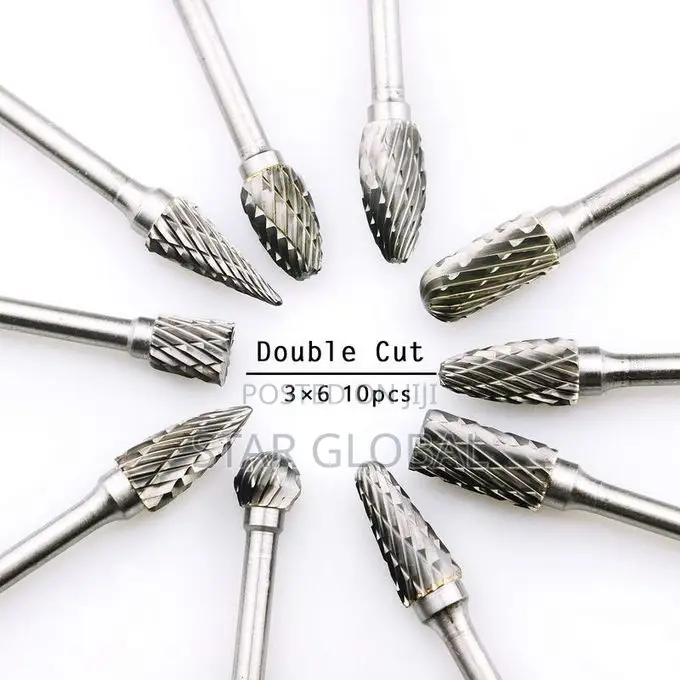 Carbide Double Cut Rotary Point Burr 10 PCS/Set 6mm Tungsten