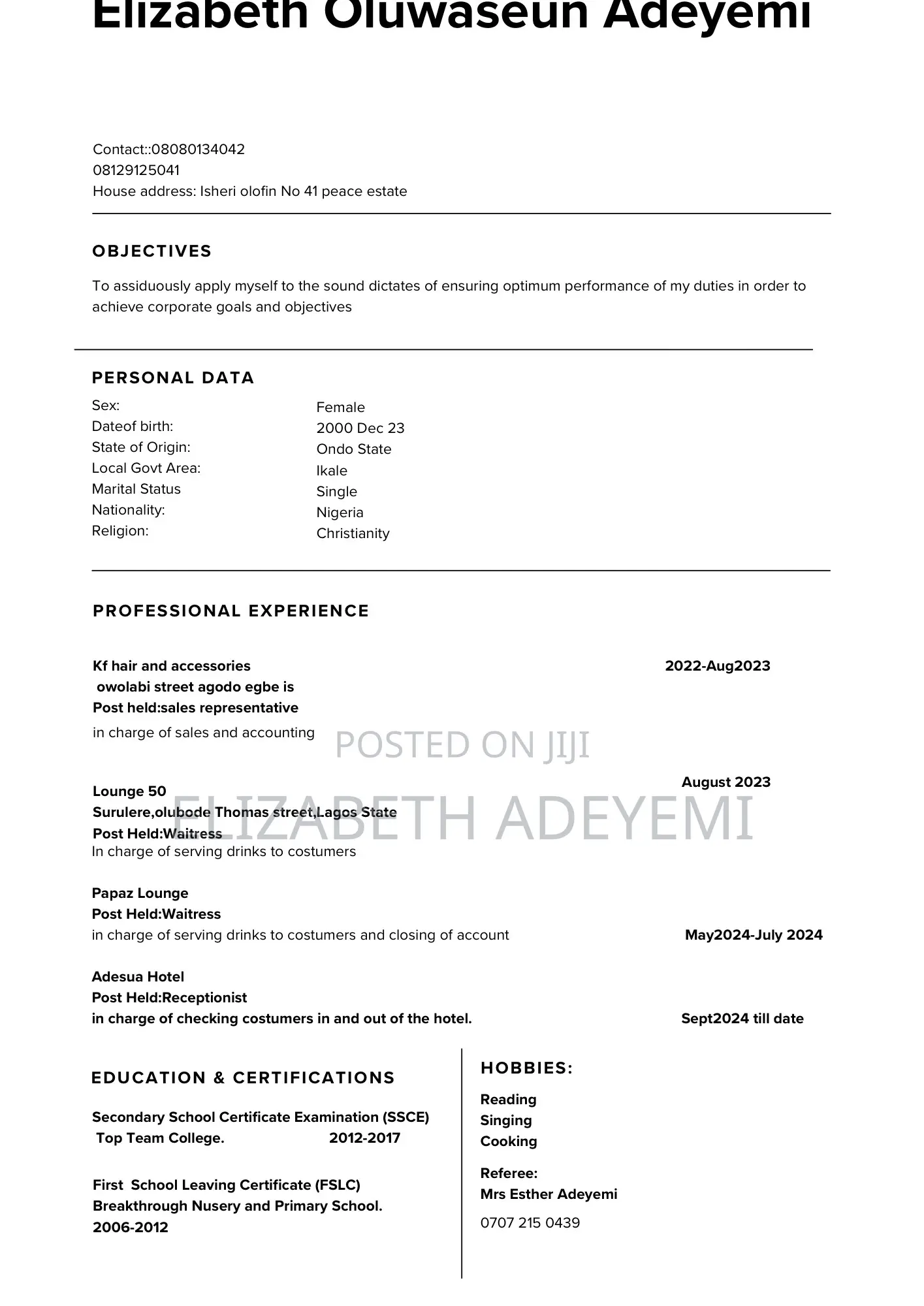 Receptionist