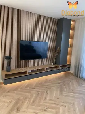 Luxury Tv Consul and Fluted Panel With Lighting