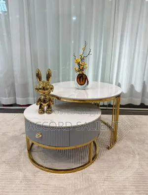 2 in 1 Marble Center Table With Drawer