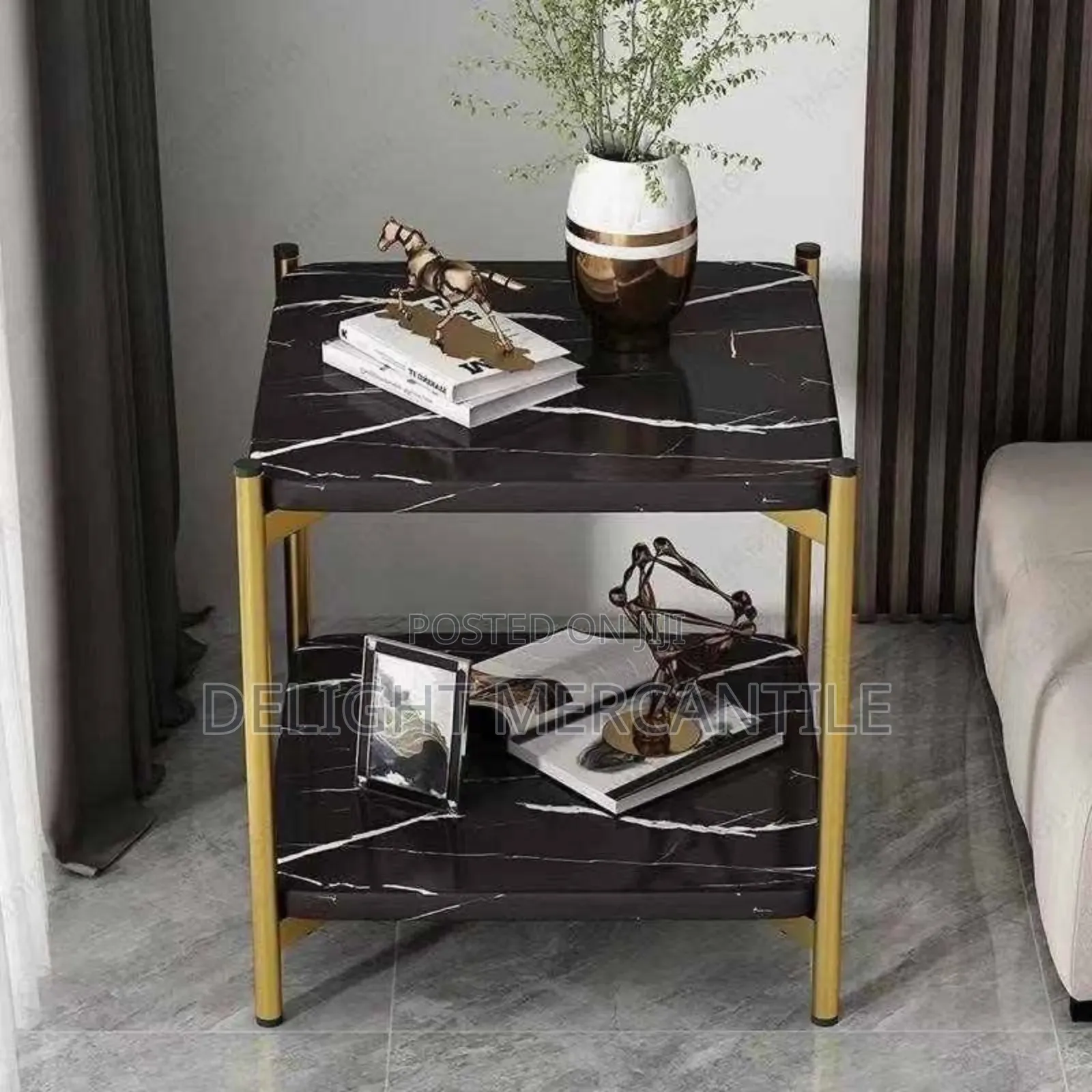 Square Shaped 2 Tier Marble Side Table