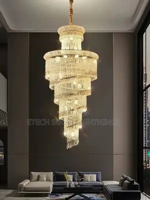 Modern Spiral Staircase, Duplex Crystal Chandelier Light