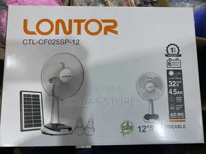 12” Lontor Rechargeable Fan With Solar