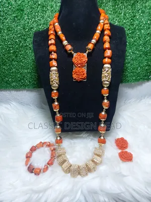 Coral Beaded Necklace Single Layer