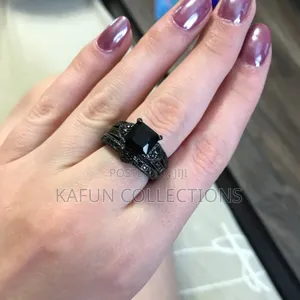 Photo - Original Black Gold Plated Bridal Ring Set