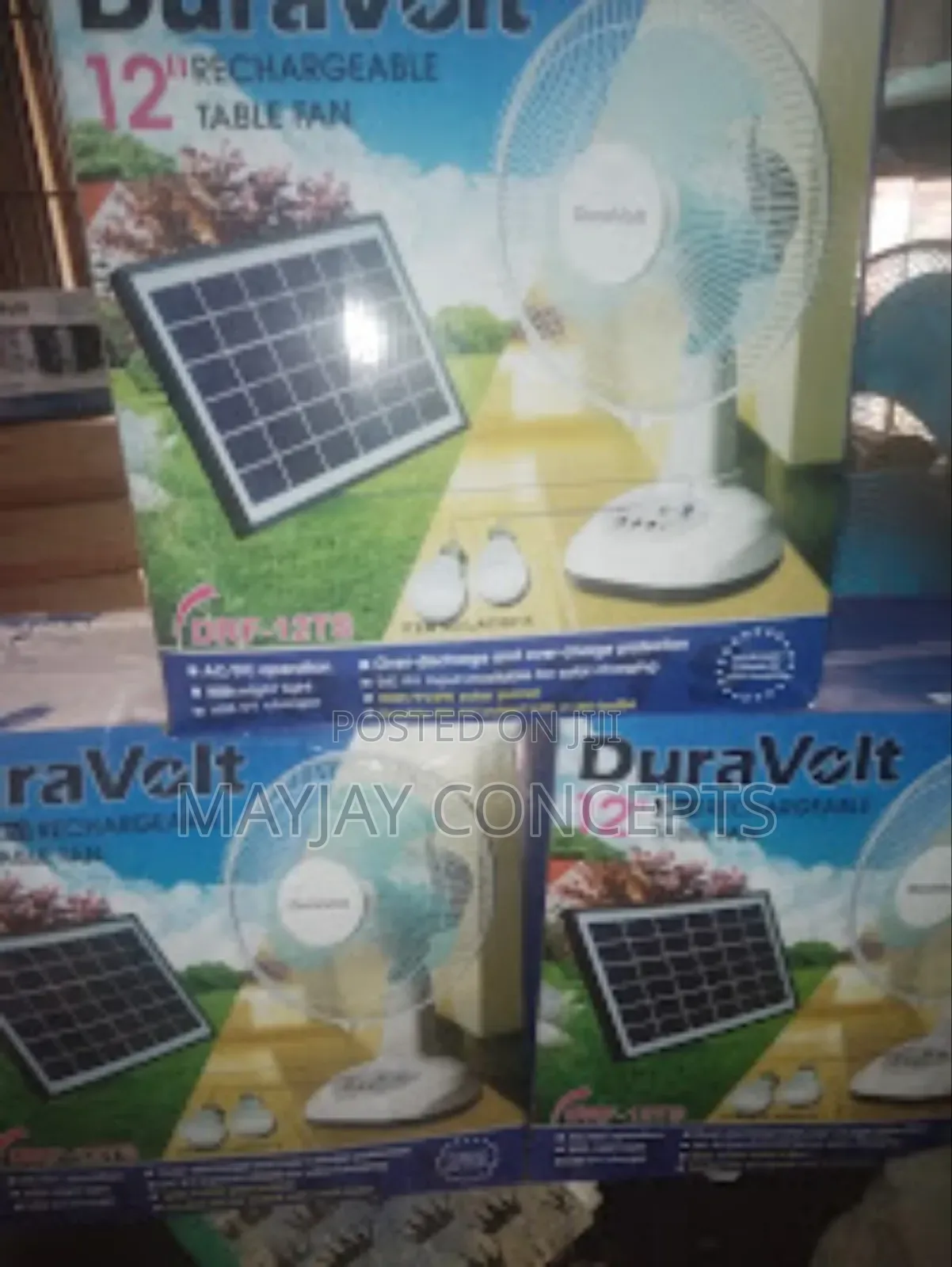 3in1 Duravolt Solar Rechargeable Table/Wall Fan