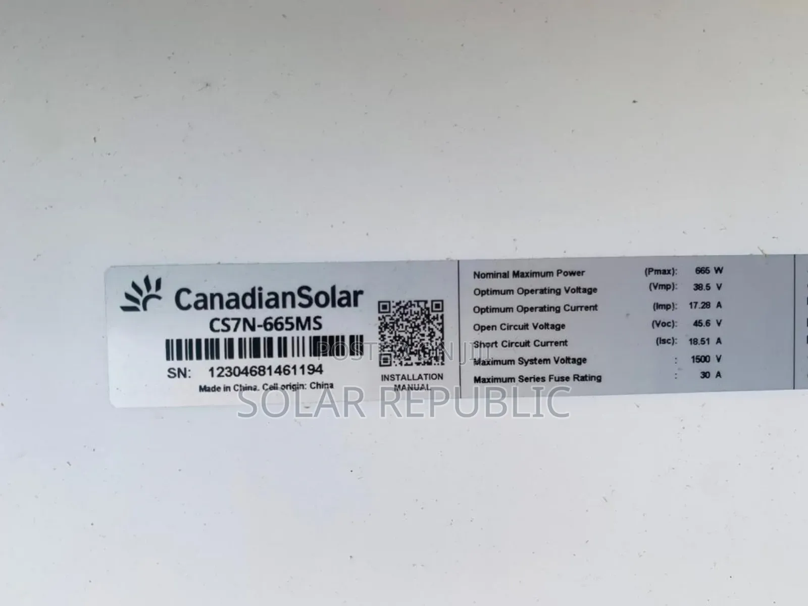 Canadian 665W Mono Solar Panel