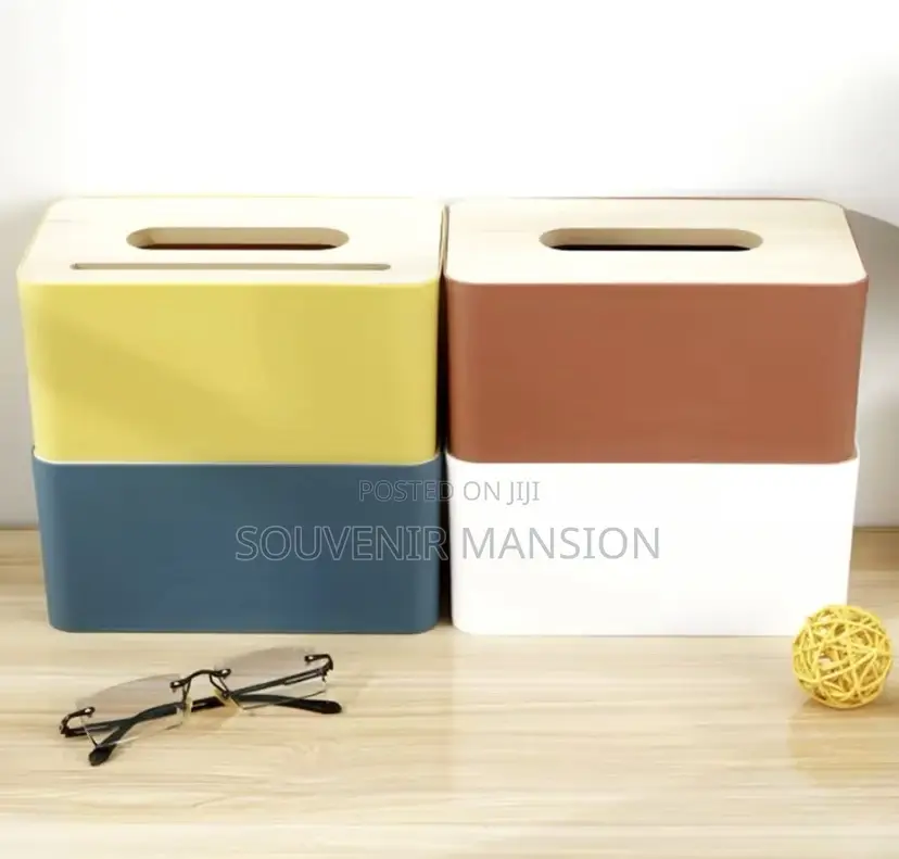 Wooden Top Desktop Tissue Holder