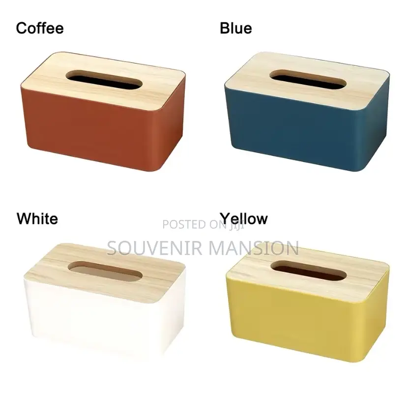 Wooden Top Desktop Tissue Holder