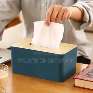 Wooden Top Desktop Tissue Holder