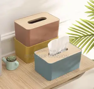 Wooden Top Desktop Tissue Holder