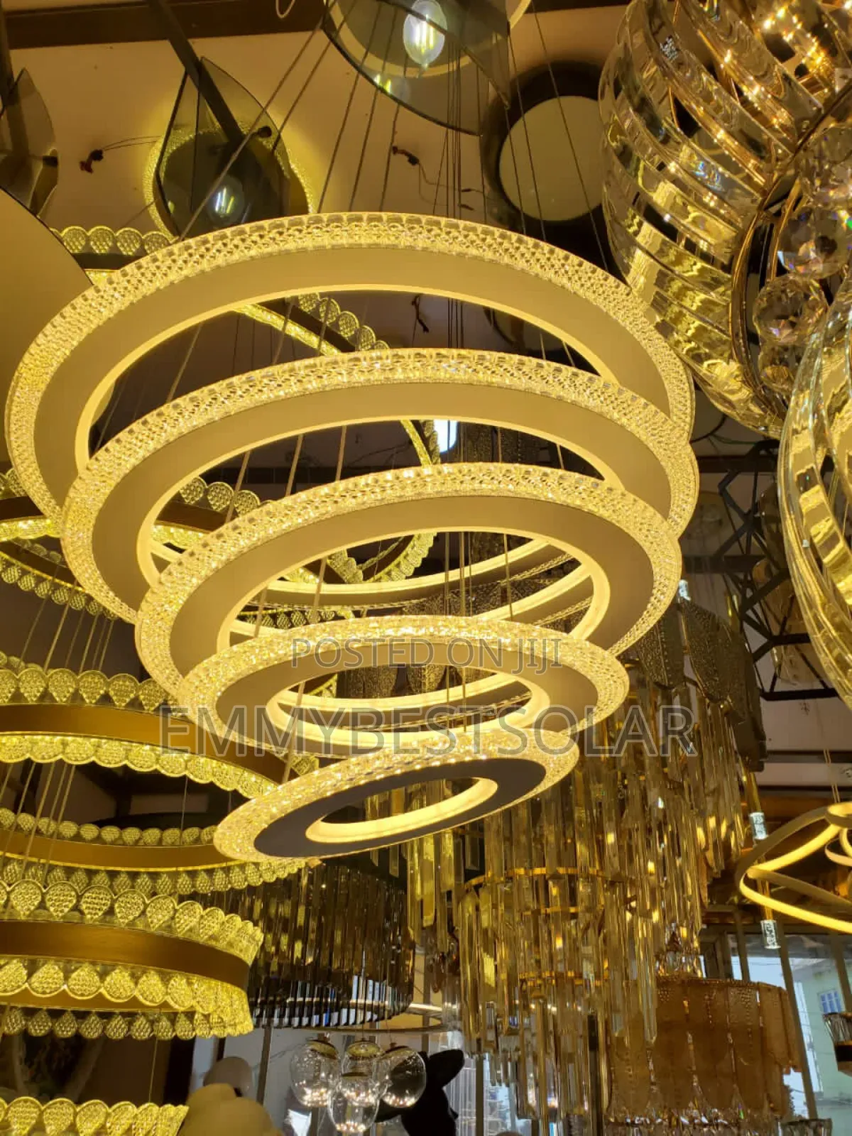 6 Dropping LED Warm Blue Chandelier