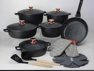 Set Of Pot With Pan And Kitchen Gloves