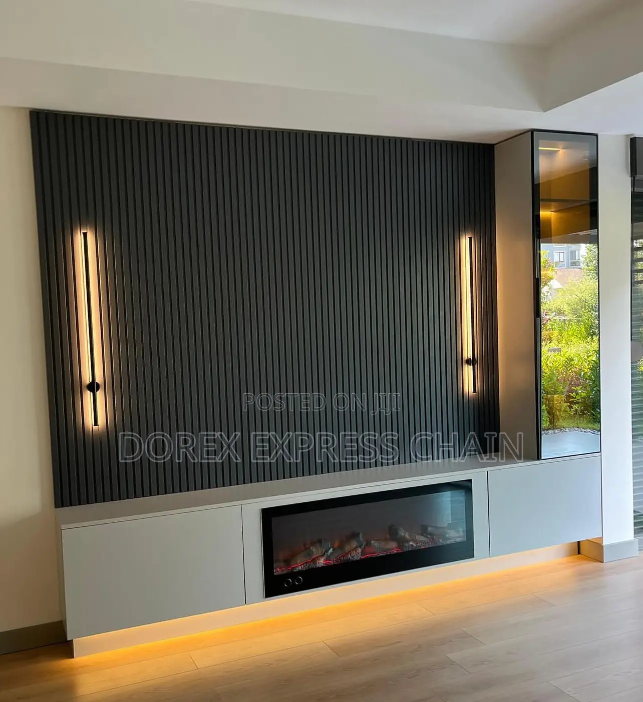 Space-Saving Wall Console With Floating Fire Place