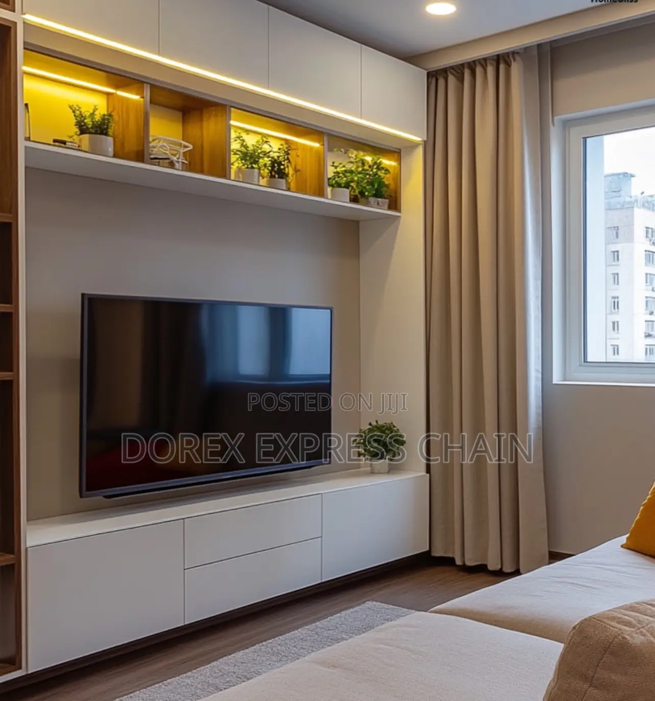 Wide Floating TV Console With LED Lighting