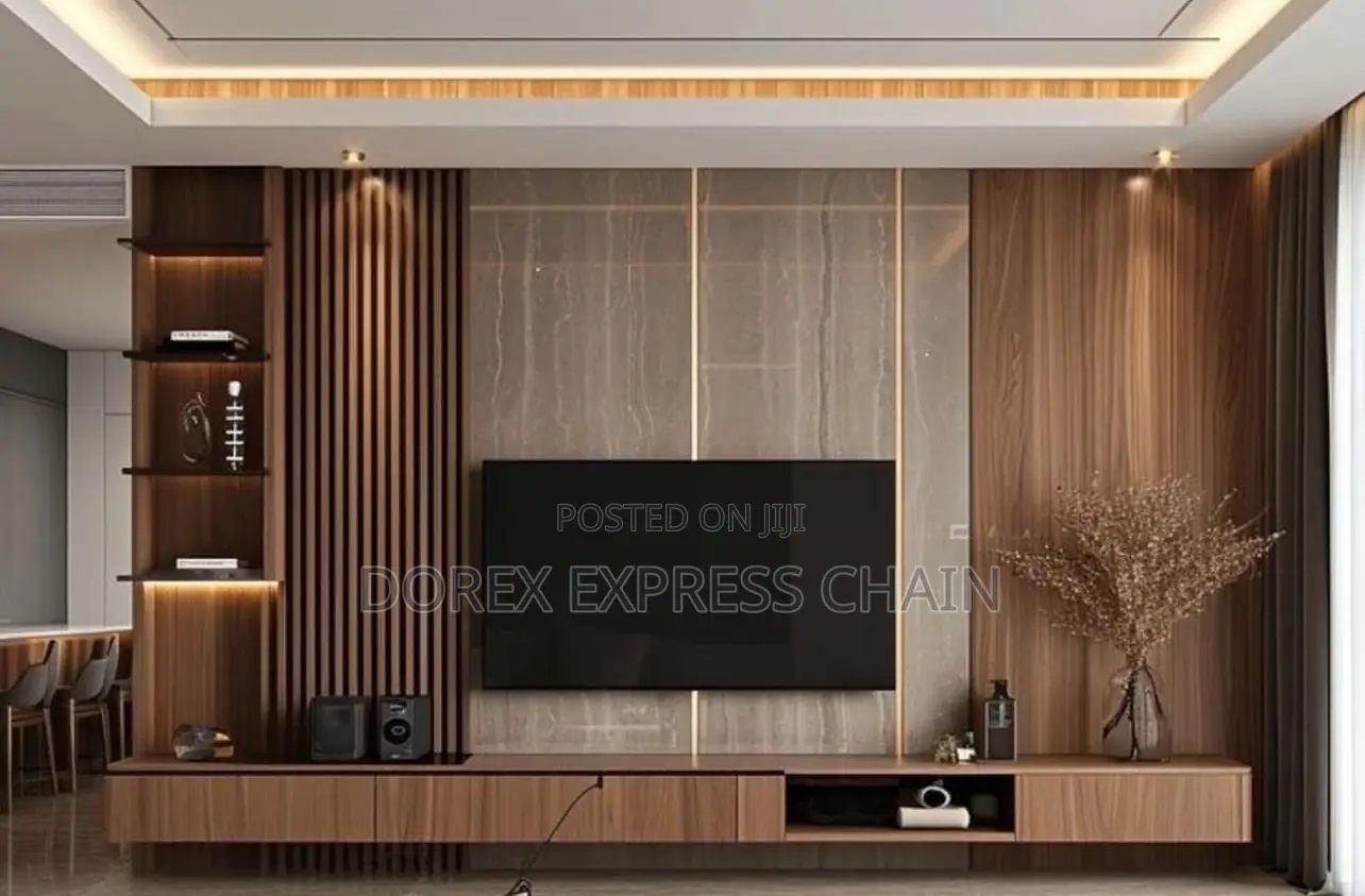Large Floating Entertainment Wall Console With Shelves