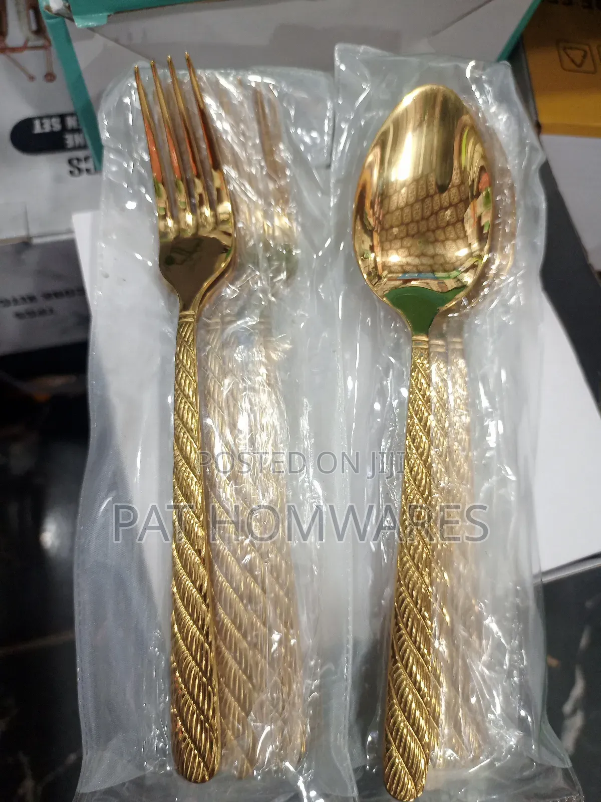 Gold Spoon Fork Tea Spoon and Knife