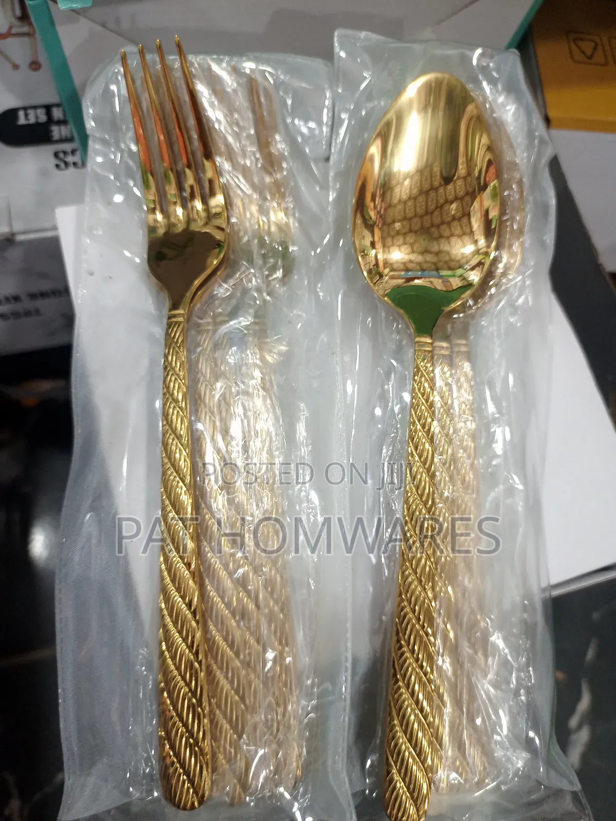 Gold Spoon Fork Tea Spoon and Knife