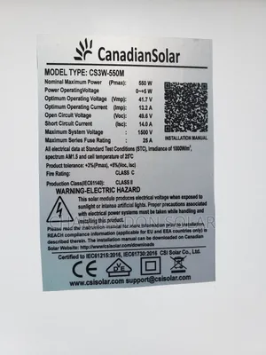 Canadian 550watts Solar Panel
