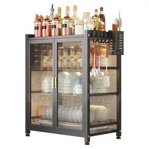 Multi Layer Double Door Dish Rack With Cover