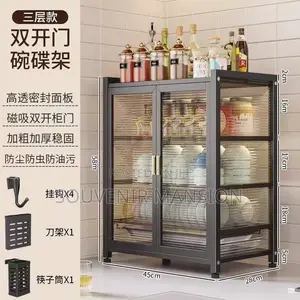 Multi Layer Double Door Dish Rack With Cover
