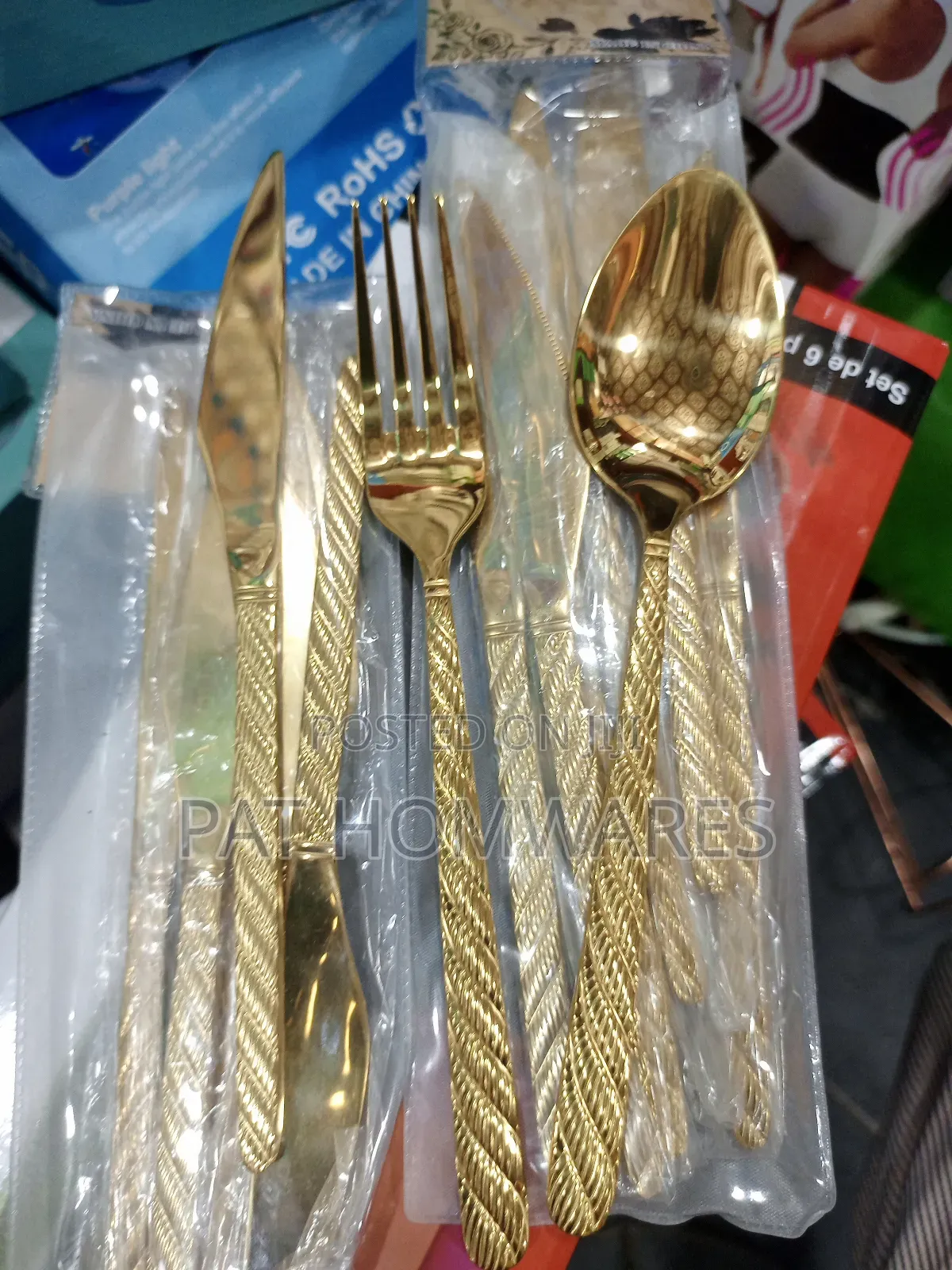 Gold Spoon Fork Tea Spoon and Knife