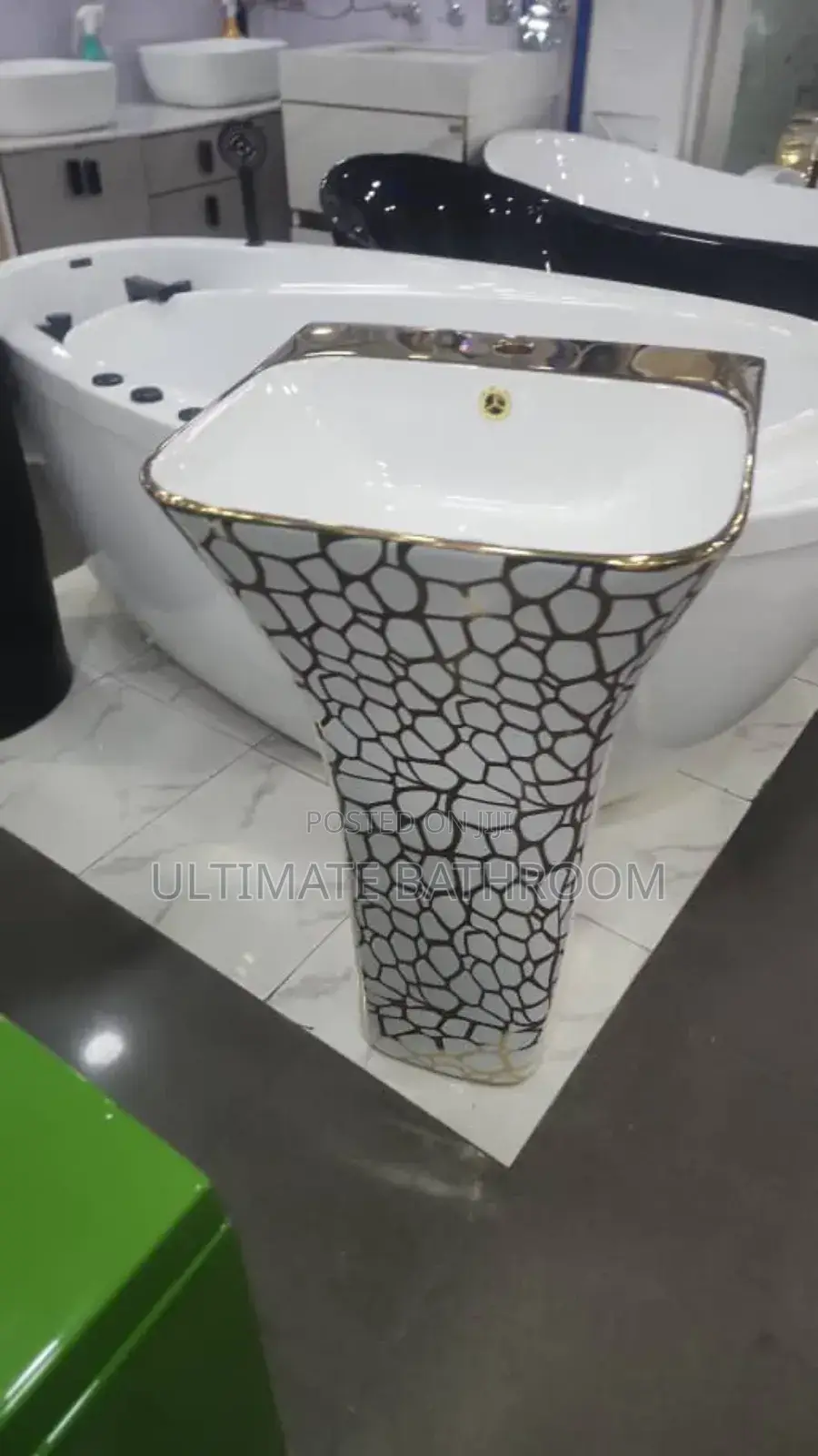 White and Gold Designed Basin