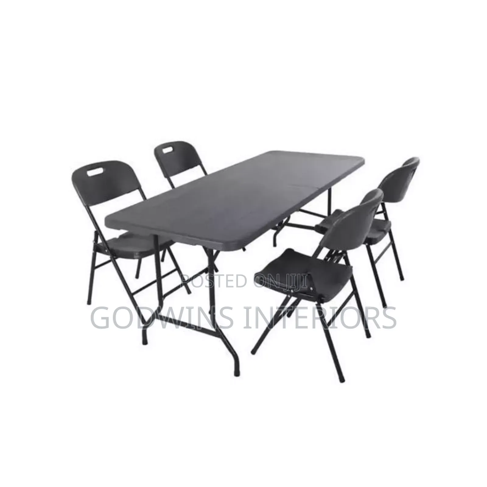 6ft Strong Plastic Foldable Table + 4 Chairs