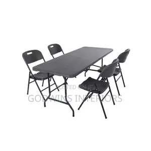 6ft Strong Plastic Foldable Table + 4 Chairs