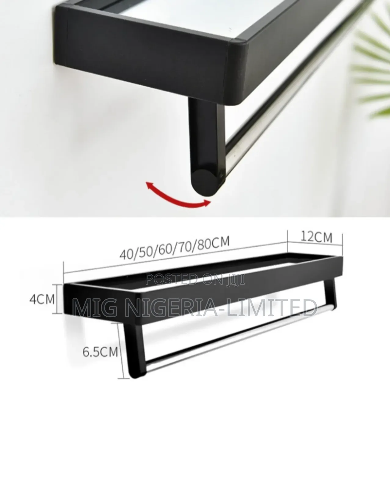 Rectangular Bathroom Mirror With Shelves Towels Bar 50x70cm