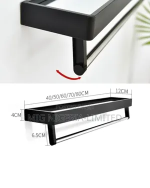Rectangular Bathroom Mirror With Shelves Towels Bar 50x70cm