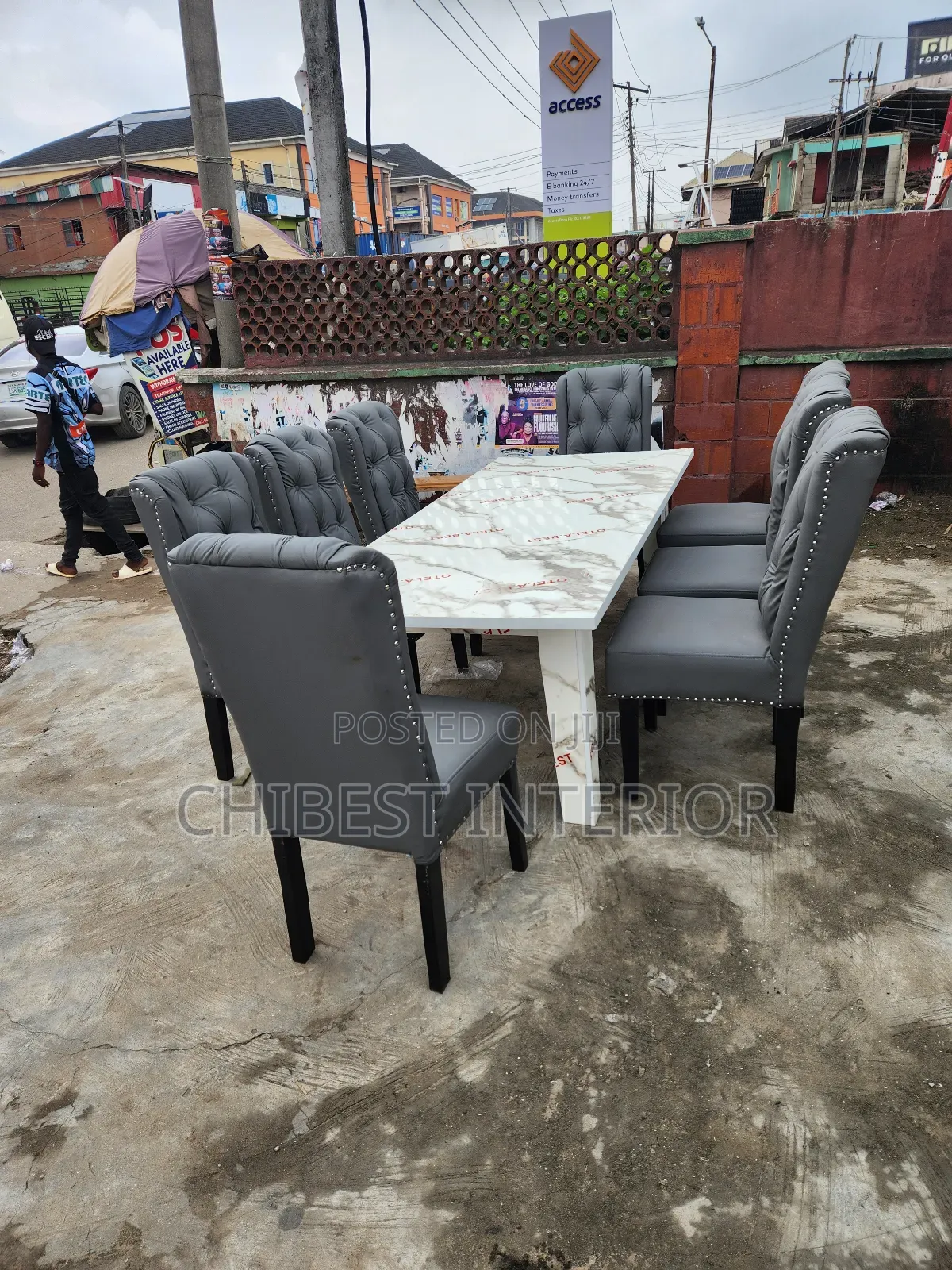 HDF Glossy Top With 8 Seaters Leather Dining Sofas.