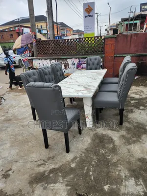 HDF Glossy Top With 8 Seaters Leather Dining Sofas.