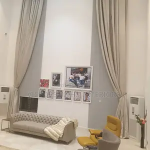 Luxury High Length Curtains Drep With Roller Blinds